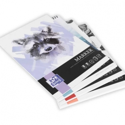 Bloc desen Oxford Marker, A4 15 file, hartie 180g/mp, FSC, colectia Artistic